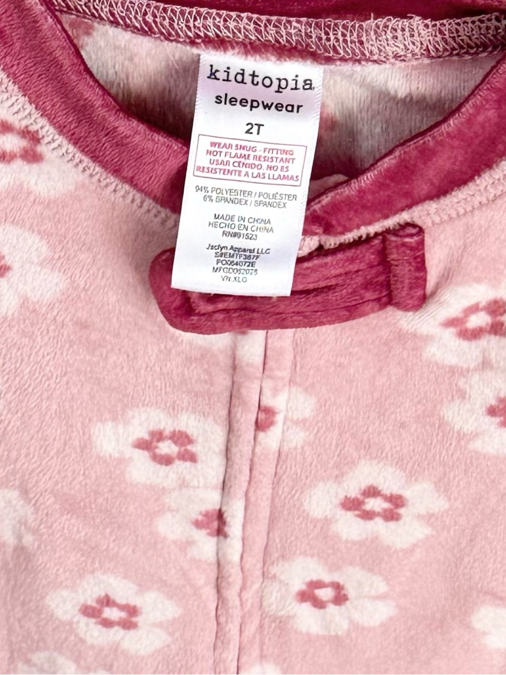KidTopia Sleepwear Pink Floral Fleece Footie One-Piece